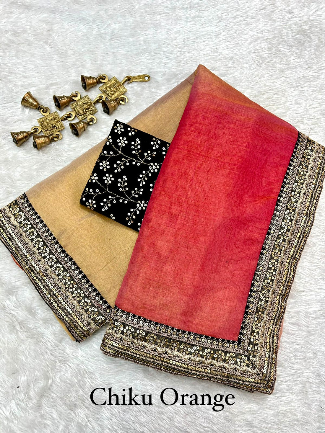 VT1111Ex Primium Tussar Silk with Classy Padding Shades and Heavy Sequnce Codding Lace Border