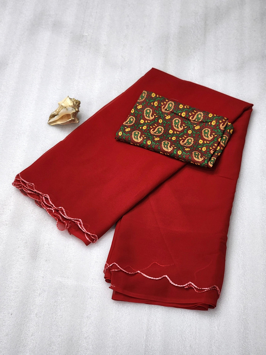 Premium Georgette Saree with Arco Border VT-Srikalahasti